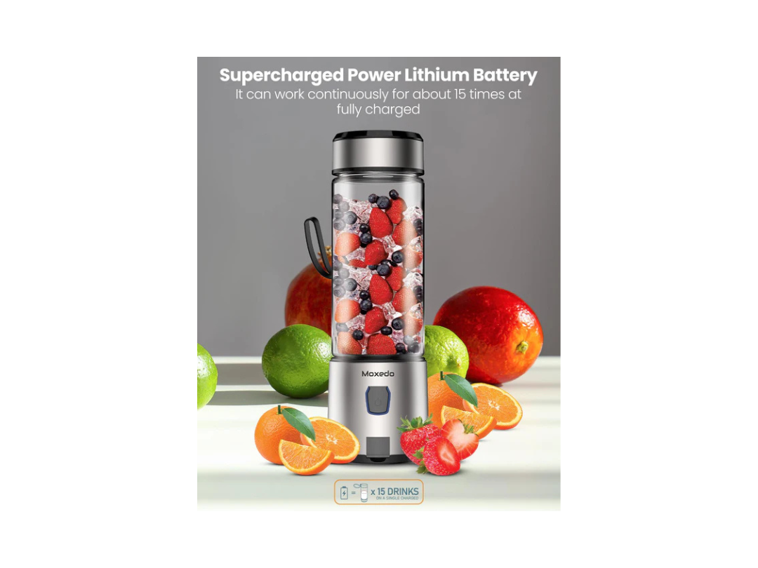 Moxedo Portable Juicer Blender - USB Rechargeable, 15oz, Black Moxedo Portable Juicer Blender - USB Rechargeable, 15oz, Black